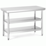 Royal Catering - Royal Catering Table De Travail en INOX Plan Cuisine Pro Professionnel Préparation Boucher Acier Inoxydable RCWT-120X60-3L-E (600 - Royal Catering - Royal Catering Table De Travail en INOX Plan Cuisine Pro Professionnel Préparation Boucher Acier Inoxydable RCWT-120X60-3L-E (600 -