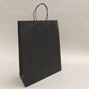 Sac-cadeau kraft noir poignées torsadées avec bande adhésive 27x11x36cm par 50
