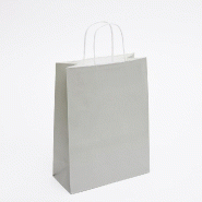 Sac kraft gris poignées torsadées 22x10x29cm - paquet de 50 - robuste et élégant