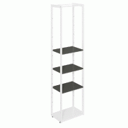 Structure Cage blanc base métal 60x40x240cm 3 tablettes noires