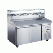 Table à pizza réfrigérée 2 portes avec vitrine saladette 6 bacs gn ... - PAA2PZ