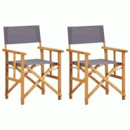 VidaXL Chaises De Metteur En Scène Lot De 2 Bois Massif D Acacia - gris 45947 VidaXL Chaises De Metteur En Scène Lot De 2 Bois Massif D Acacia - gris 45947