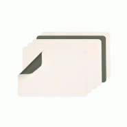 Bjorn Set de table rectangulaire réversible - 6 pièces - Cuir recyclé blanc crème et vert de gris - multicolore 3701488308370 Bjorn Set de table rectangulaire réversible - 6 pièces - Cuir recyclé blanc crème et vert de gris - multicolore 3701488308370