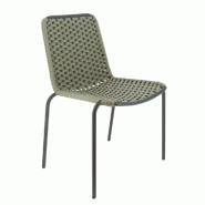 Chaise d'extérieur empilable Arona en acier et corde - taupe