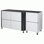 Comptoir MegaBanko avec extension anthracite et façades blanches 195x70x93cm