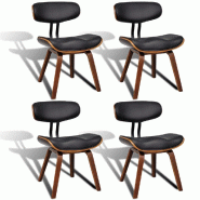 Décoshop26 - Lot de 4 chaises de salle à manger cuisine design moderne bois courbé et synthétique noir CDS021324 - noir Bois massif 3001181399782
