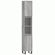 Helloshop26 - Armoire de bain avec 4 compartiments rangement 30 x 30 x 190 cm style industriel en bois d'ingénierie gris 02_0048995 - gris Bois massi