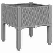Helloshop26 - Jardinière bac lit surélevé plantes fleurs terrasse jardin avec pieds clair 40 x 40 x 42 cm PP gris 02_0038176 - gris 3000214115597
