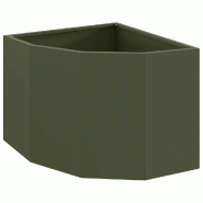 Helloshop26 - Jardinière d'angle moderne extérieure 45 x 45 x 35 cm optimisée pour coins en acier vert olive 02_0052890 - vert acier 3000237637427