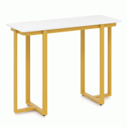 Helloshop26 - Table console d'entrée en imitation marbre 107 x 40 x 79,5 cm design élégant et ergonomique en bois blanc et or 20_0013827 - 30002279