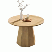 Merax Table à manger ronde Ø120 cm, pour 4-6 personnes, table de salle à manger scandinave, aspect bois de chêne - Bois manufacturé N634P399822N