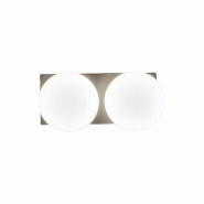 Plafonnier LED série 8378 en métal gris titane, 2 x 8 W 3000 K, design moderne avec diffuseurs en verre soufflé satiné, IP40 - Perenz - gris 8378
