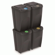 Prosperplast - Jeu de 4 poubelles de recyclage 140L Sortibox en plastique de couleur anthracite - gris plastique ZA1279