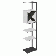 Suite structure Cage noir base métal 58x40x240cm 2 tabl et cube noyer clair