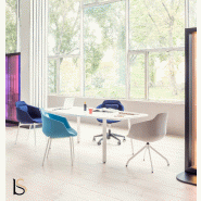 Table de réunion tonneau Ogi A - MDD - Oui, Blanc Pastel, 220, Alu_0