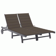 VidaXL Chaise Longue De Jardin 2 Places Avec Coussin Gris Acacia - gris 8720286237908