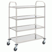VidaXL Chariot de cuisine à 4 niveaux 107x55x125 cm Acier inoxydable - argenté inox 50916