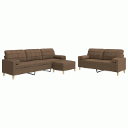 VidaXL Ensemble de canapés 3 pcs repose-pied et coussins décoratifs Modèle Zorane - 3278346