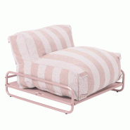Chauffeuse rayée salon de jardin modulable et structure rose poudré - rose polyester 115338