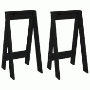 Décoshop26 - Lot de 2 tabouret de bar assise de comptoir 40 x 40 x 75 cm bois de pin noir DEC026413 - noir Bois massif 3000255802456