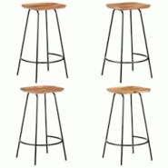 Décoshop26 - Lot de 4 tabourets de bar chaises hautes en bois d'acacia et fer DEC029907 - 3000257624711 Décoshop26 - Lot de 4 tabourets de bar chaises hautes en bois d'acacia et fer DEC029907 - 3000257624711