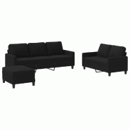 Ensemble de canapés 3 pcs avec coussins Noir Tissu Modèle Sérénité Plus - 8721012064393