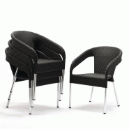 Fauteuils enveloppants bistro en rotin PE anthracite (lot de 4) | Bolero - CG223