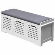 Helloshop26 - Banc à chaussures d'entrée 108 x 35 x 43 cm rangement 3 tiroirs assise rembourrée housse lavable scandinave en MDF 21_0002613 - Bois