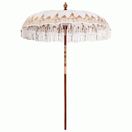 Helloshop26 - Parasol balinais rond 185 x 185 x 260 cm protection solaire élégant style tropical en coton crème 02_0058813 - Bambou 3000240789878