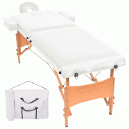 Helloshop26 - Table de massage pliable à 2 zones 10 cm d'épaisseur blanc 02_0001866 - blanc Bois massif 3000089531539
