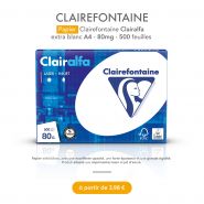 Papier clairefontaine clairalfa extra blanc a4 80g/m2 blancheur 170 opacité 93 r Papier clairefontaine clairalfa extra blanc a4 80g/m2 blancheur 170 opacité 93 r