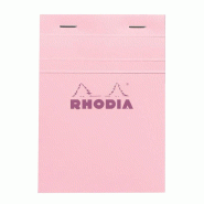 RHODIA Lot de 10 Bloc N°13 rose format 105x148 / A6, 80 feuilles 80 g/m² agrafées, quadrillé 5x5 - 3037920133034