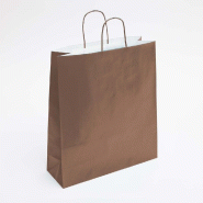 Sac kraft café poignées torsadées coordonnées 36+12x41cm - par 50