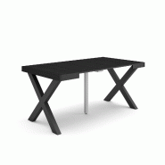 SKRAUT HOME Table console extensible, 160, Pour 8 personnes, Pieds bois massif, Noir - noir Bois manufacturé 197_49