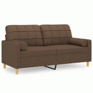 VidaXL Canapé 2 places avec oreillers décoratifs marron 140 cm tissu Modèle Xalina - 3200785