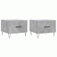 VidaXL Tables basses 2 pcs gris béton 50x50x40 cm bois d'ingénierie Modèle Aero Panorama Marine - 829389