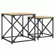 VidaXL Tables basses gigognes 2 pcs chêne sonoma bois d'ingénierie Modèle Lofty Select - 838944