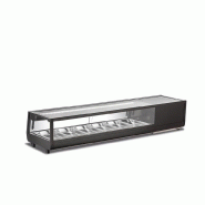 Vitrine réfrigérée pour sushi, éclairage LED, thermomètre numérique, dégivrage automatique, temp. 0°C/+6°C, dimensions 152,9x40,6x31,8 cm, SU Vitrine réfrigérée pour sushi, éclairage LED, thermomètre numérique, dégivrage automatique, temp. 0°C/+6°C, dimensions 152,9x40,6x31,8 cm, SU