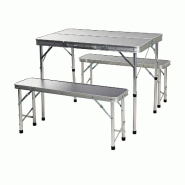 WellHome - Table et 2 bancs 90x60x70cm - gris aluminium WH15238