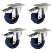 100mm Flight case castors - 4 - Heavy Duty Elastic Rubber braked Castor 150kg Ea 100mm Flight case castors - 4 - Heavy Duty Elastic Rubber braked Castor 150kg Ea