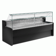 Comptoir vitrine réfrigéré à vitre droite 90°, avec réserve - NOIR, L2500mm Comptoir vitrine réfrigéré à vitre droite 90°, avec réserve - NOIR, L2500mm