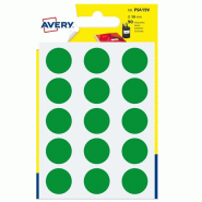 AVERY Lot de 10 Etui de 90 pastilles adhésives, diamètre 19 mm, coloris vert (6 feuilles / cdt) - PSA19V
