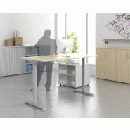 Bureau individuel réglable en hauteur - MDD - Alu, Blanc, 80 x 60 cm