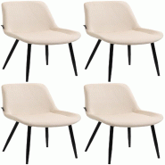 Décoshop26 - Lot de 4 chaises de salle à manger design moderne et confortable en velours crème et métal noir mat 10_0007332 - beige métal 3000266 Décoshop26 - Lot de 4 chaises de salle à manger design moderne et confortable en velours crème et métal noir mat 10_0007332 - beige métal 3000266
