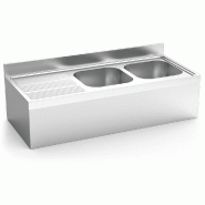 FRICOSMOS Evier suspendu avec tablier 2C,EI 1400x600x250 mm. Dimensions de la cuve 400x400x250 mm. - inox 054434OST