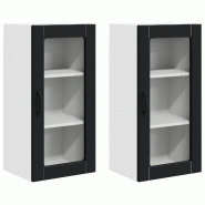 Helloshop26 - Lot de 2 armoires murales de cuisine fonctionnelles design contemporain 40 x 31 x 80 cm en bois d'ingénierie noir 02_0054007 - noir Boi
