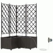 Helloshop26 - Lot de 3 cache-pots modernes design épuré jardin extérieur 80 x 80 x 142 cm en acier marron 02_0058529 - marron acier 3000240639616