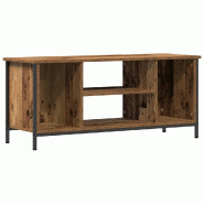 Helloshop26 - Meuble TV rectangulaire contemporain avec étagère 102 x 35 x 45 cm en bois d'ingénierie bois ancien 02_0052427 - Bois massif 30002374