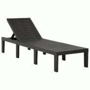 Helloshop26 - Transat chaise longue bain de soleil lit de jardin terrasse meuble d'extérieur plastique anthracite 02_0012785 - 3000698447764