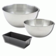 Lot avec 1 moule à cake de 20 à 35 cm, 1 spatule Zenker et 2 bols à mixer en inox Fackelmann - noir métal 3176239936346